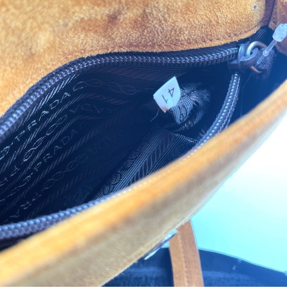 Prada Authentic Vintage 90’s Rare Two Tone Brown Shoulder Bag Suede NWT - Picture 12 of 16